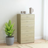 NNEVL Sideboard with 6 Drawers Sonoma Oak 50x34x96 cm Chipboard