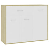 NNEVL Sideboard White and Sonoma Oak 88x30x70 cm Chipboard