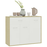 NNEVL Sideboard White and Sonoma Oak 88x30x70 cm Chipboard