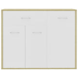 NNEVL Sideboard White and Sonoma Oak 88x30x70 cm Chipboard