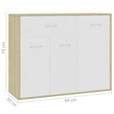 NNEVL Sideboard White and Sonoma Oak 88x30x70 cm Chipboard