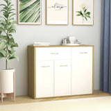 NNEVL Sideboard White and Sonoma Oak 88x30x70 cm Chipboard