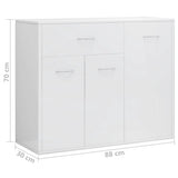 NNEVL Sideboard High Gloss White 88x30x70 cm Engineered Wood