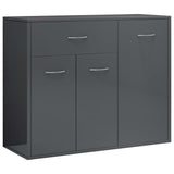 NNEVL Sideboard High Gloss Grey 88x30x70 cm Chipboard