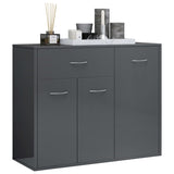 NNEVL Sideboard High Gloss Grey 88x30x70 cm Chipboard