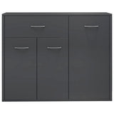 NNEVL Sideboard High Gloss Grey 88x30x70 cm Chipboard