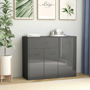 NNEVL Sideboard High Gloss Grey 88x30x70 cm Chipboard