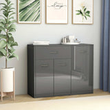 NNEVL Sideboard High Gloss Grey 88x30x70 cm Chipboard