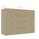 NNEVL Sideboard Sonoma Oak 88x30x65 cm Chipboard