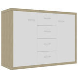 NNEVL Sideboard White and Sonoma Oak 88x30x65 cm Chipboard
