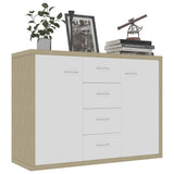 NNEVL Sideboard White and Sonoma Oak 88x30x65 cm Chipboard