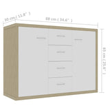 NNEVL Sideboard White and Sonoma Oak 88x30x65 cm Chipboard