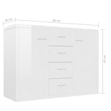NNEVL Sideboard High Gloss White 88x30x65 cm Chipboard