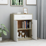 NNEVL Sideboard White and Sonoma Oak 60x30x75 cm Chipboard