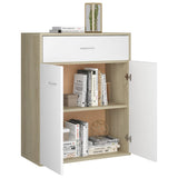 NNEVL Sideboard White and Sonoma Oak 60x30x75 cm Chipboard