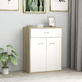 NNEVL Sideboard White and Sonoma Oak 60x30x75 cm Chipboard