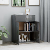 NNEVL Sideboard High Gloss Grey 60x30x75 cm Chipboard