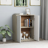 NNEVL Sideboard White and Sonoma Oak 60x30x75 cm Engineered Wood