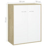 NNEVL Sideboard White and Sonoma Oak 60x30x75 cm Engineered Wood