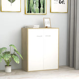 NNEVL Sideboard White and Sonoma Oak 60x30x75 cm Engineered Wood