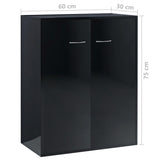 NNEVL Sideboard High Gloss Black 60x30x75 cm Chipboard