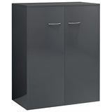 NNEVL Sideboard High Gloss Grey 60x30x75 cm Chipboard