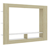 NNEVL TV Cabinet White and Sonoma Oak 152x22x113 cm Engineered Wood