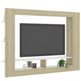NNEVL TV Cabinet White and Sonoma Oak 152x22x113 cm Engineered Wood