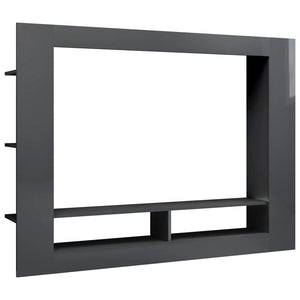 NNEVL TV Cabinet High Gloss Grey 152x22x113 cm Chipboard