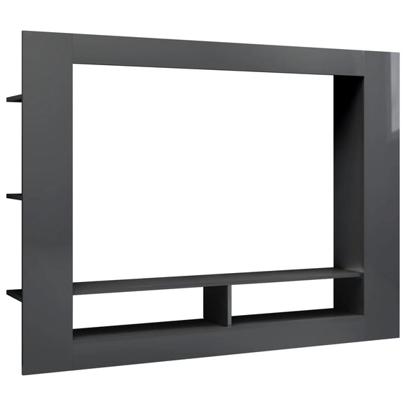 NNEVL TV Cabinet High Gloss Grey 152x22x113 cm Chipboard