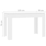 NNEVL Dining Table White 120x60x76 cm Chipboard