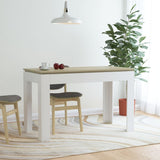 NNEVL Dining Table White and Sonoma Oak 120x60x76 cm Engineered Wood