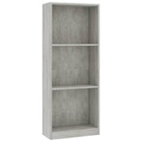 NNEVL 3-Tier Book Cabinet Concrete Grey 40x24x108 cm Engineered Wood