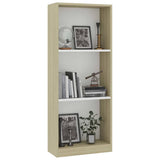 NNEVL 3-Tier Book Cabinet White and Sonoma Oak 40x24x108 cm Engineered Wood