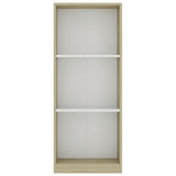 NNEVL 3-Tier Book Cabinet White and Sonoma Oak 40x24x108 cm Engineered Wood