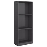 NNEVL 3-Tier Book Cabinet High Gloss Grey 40x24x108 cm Chipboard