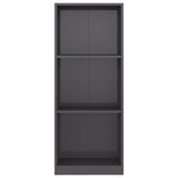 NNEVL 3-Tier Book Cabinet High Gloss Grey 40x24x108 cm Chipboard
