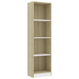 NNEVL 4-Tier Book Cabinet White and Sonoma Oak 40x24x142 cm Engineered Wood