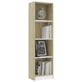 NNEVL 4-Tier Book Cabinet White and Sonoma Oak 40x24x142 cm Engineered Wood