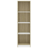 NNEVL 4-Tier Book Cabinet White and Sonoma Oak 40x24x142 cm Engineered Wood