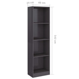 NNEVL 4-Tier Book Cabinet High Gloss Grey 40x24x142 cm Chipboard