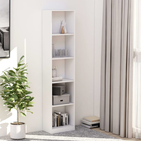 NNEVL 5-Tier Book Cabinet White 40x24x175 cm Engineered Wood