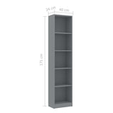 NNEVL 5-Tier Book Cabinet Grey 40x24x175 cm Chipboard