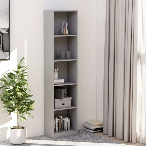 NNEVL 5-Tier Book Cabinet Grey 40x24x175 cm Chipboard