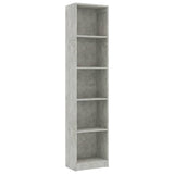 NNEVL 5-Tier Book Cabinet Concrete Grey 40x24x175 cm Chipboard