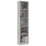 NNEVL 5-Tier Book Cabinet Concrete Grey 40x24x175 cm Chipboard