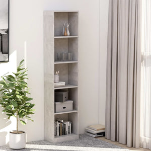 NNEVL 5-Tier Book Cabinet Concrete Grey 40x24x175 cm Chipboard