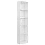 NNEVL 5-Tier Book Cabinet High Gloss White 40x24x175 cm Engineered Wood