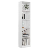 NNEVL 5-Tier Book Cabinet High Gloss White 40x24x175 cm Engineered Wood