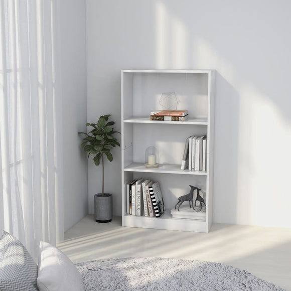 NNEVL 3-Tier Book Cabinet White 60x24x109 cm Engineered Wood